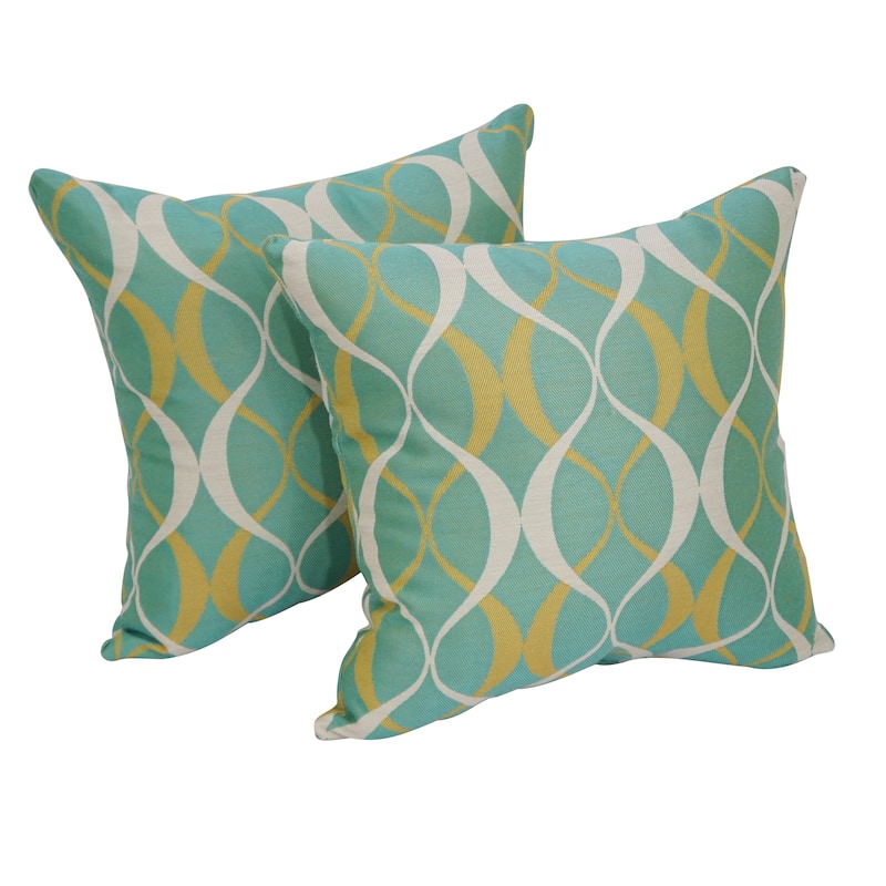 17-inch Square Premium Woven Outdoor Throw Pillows (Set of 1, 2, or 4) - Set of 4 - Duo Seaspray