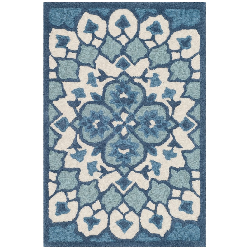 SAFAVIEH Handmade Bellagio Ronak Modern Oriental Wool Rug - 2' x 3' - Ivory/Blue