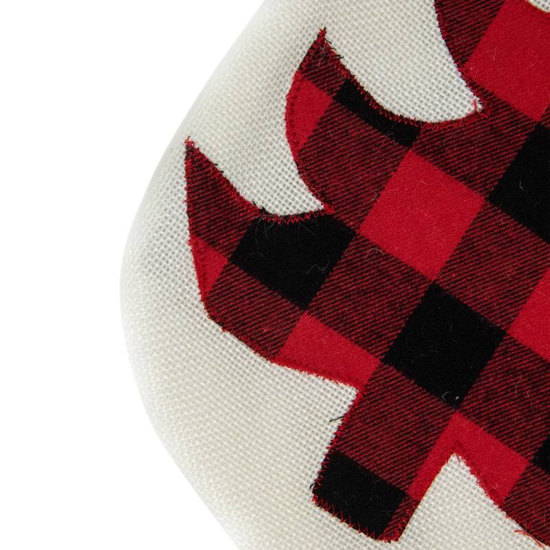 20" Cream White Red and Black Buffalo Plaid Tree Christmas Stocking