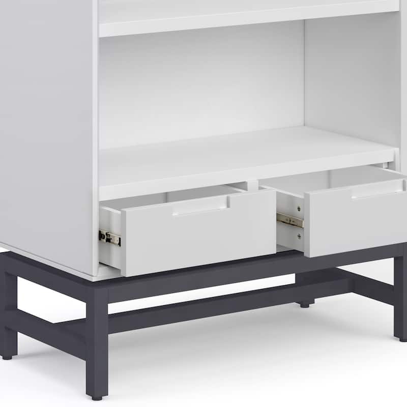 WYNDENHALL Devlin SOLID HARDWOOD and Metal 66x30 inch Rectangle Industrial Bookcase - 30"w x 14"d x 66" h