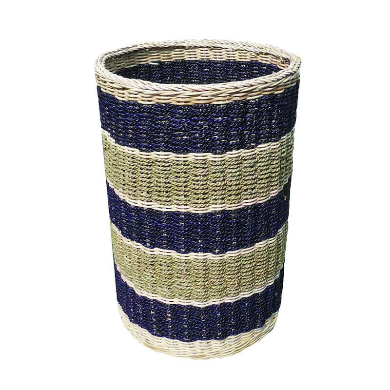 Abaca Stripe Round Tall Basket