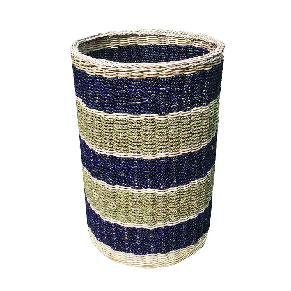 Abaca Stripe Round Tall Basket