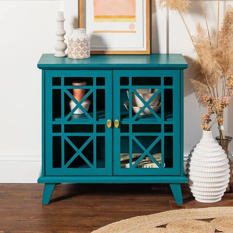 Middlebrook 32-inch Blue Fretwork Entryway Cabinet