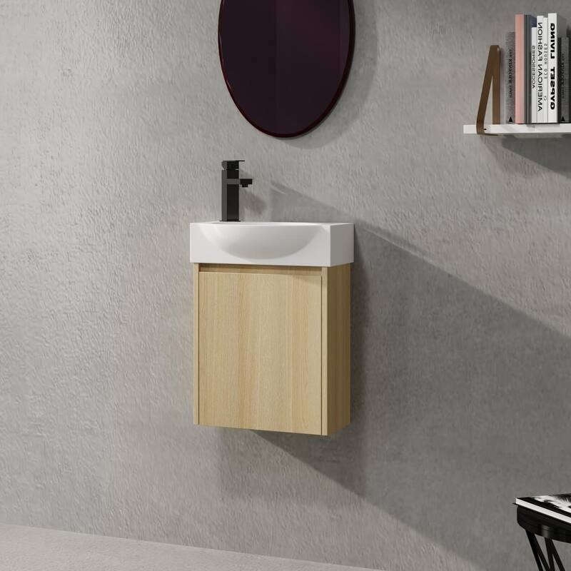 ARTCHIRLY 16/20/24/30/36 Inch Bathroom Vanity With Sink, Floating Bathroom Vanity With Soft Close Door