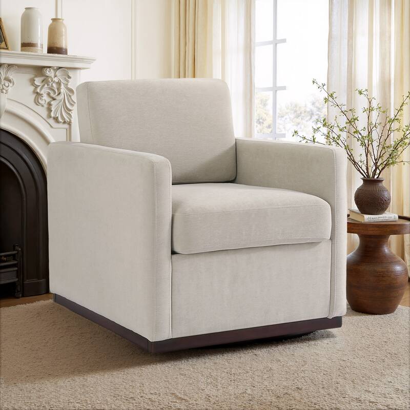 uixe Modern Upholstered Swivel Accent Chair with Pocket Spring Seat
