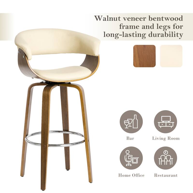 Glitzhome Small Space Set of 3 Swivel High Bar Stool Kitchen Chairs & Square Wood Top Pub Table