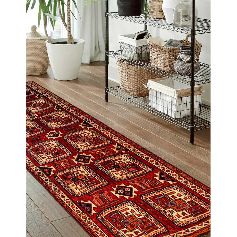 ECARPETGALLERY Hand-knotted Melis Vintage Red Wool Rug - 4'6 x 11'10