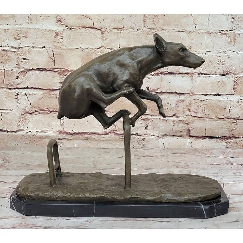 Dog Jumping Hurdle Bronze Sculpture Show Competition Trophy Original Art