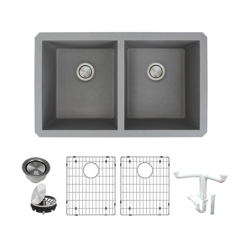 Transolid K-RUDE3118 Radius 31-3/4" Undermount Double Basin Granite