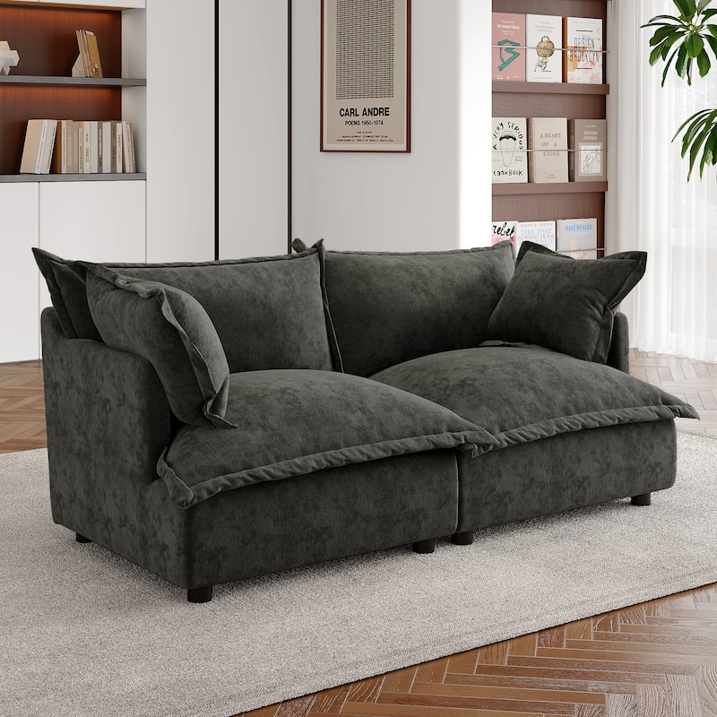 Double Layer Cushion Comfy Cloud Modular Sectional Sofa Set - 2*Corner Sofa-Dark Grey - Symmetrical