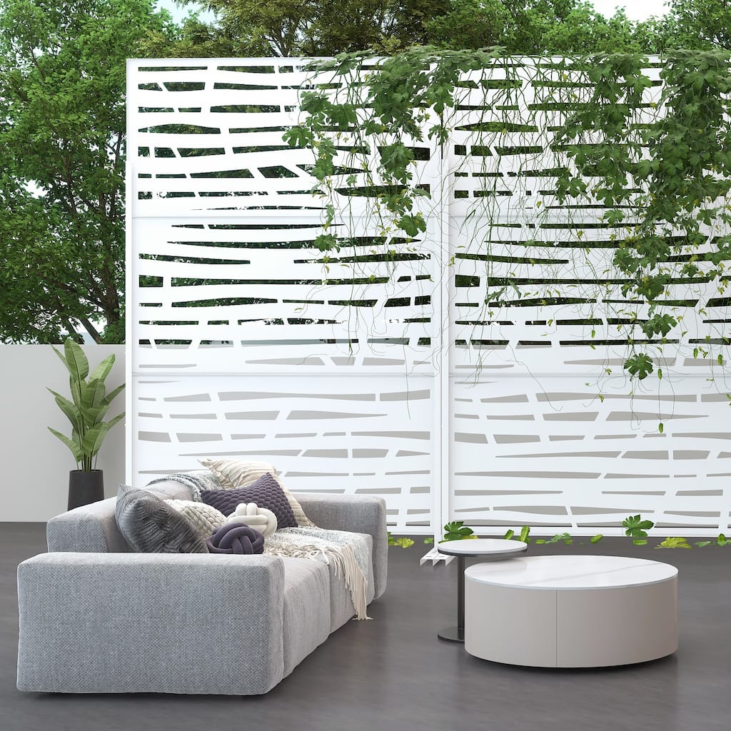 Metal Privacy Screen Wall Decoration Free Standing 6.3 ft. H