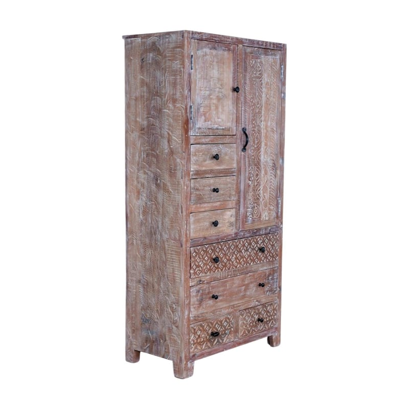 Maadze Solid Wood Freestanding Wardrobe Cabinet - N/A