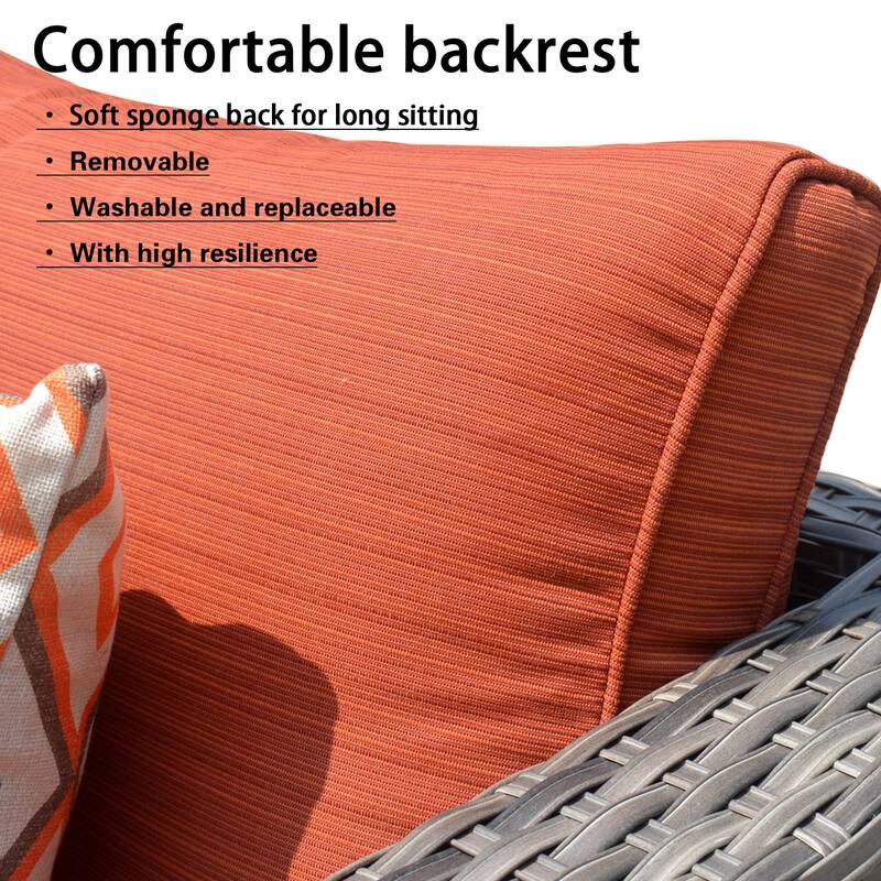 OVIOS Patio Furniture Deep Seat Wicker 9-piece Set