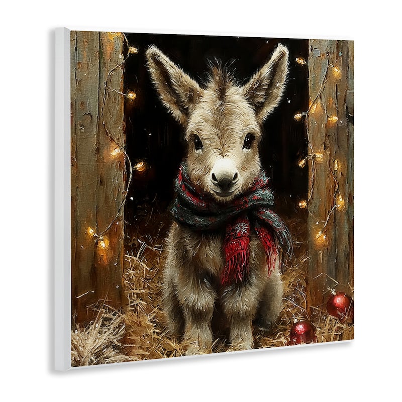 Stupell Baby Donkey & Holiday Lights Wall Plaque Art Design By Riley B