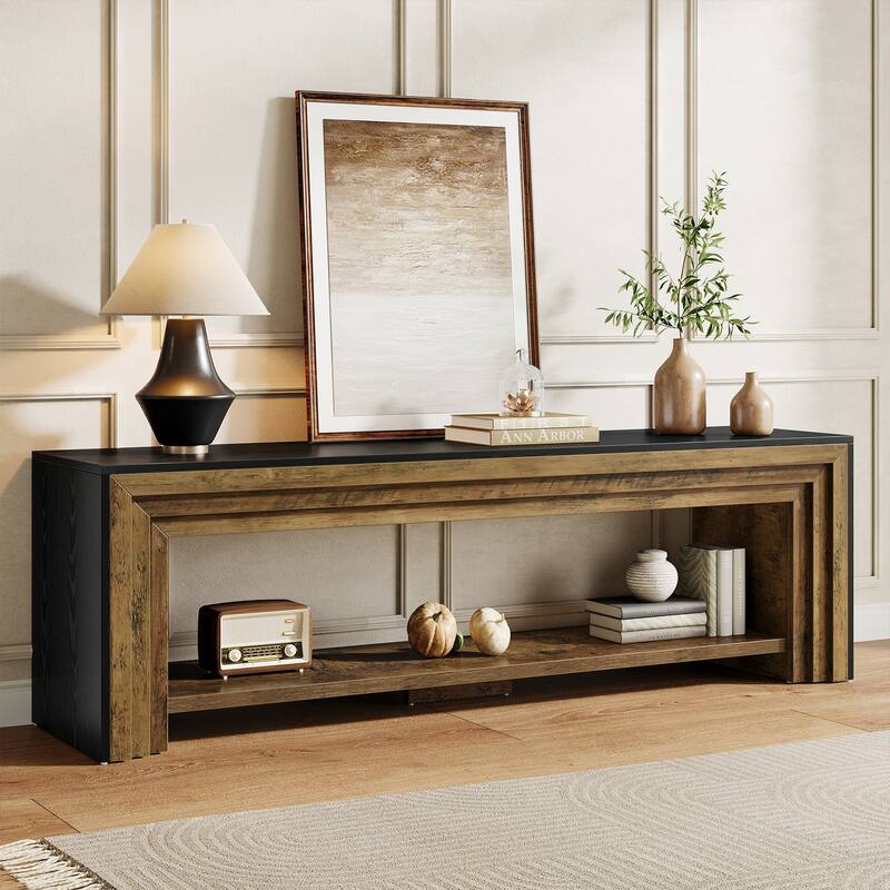 70" TV Stand for 65/75/80-Inch TVs, Farmhouse Entertainment Center - n/a