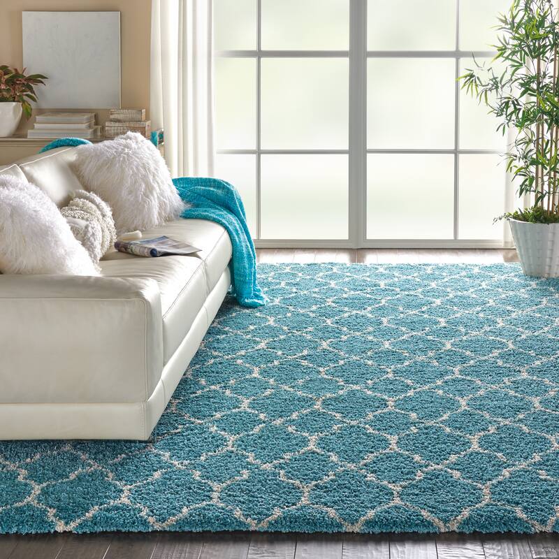 Nourison Amore Shag Area Rug - Aqua - 7' 10" x 10' 10" - Rectangle