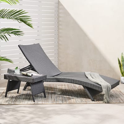Hypoint Outdoor Wicker Armless Chaise Lounge and Table Set by Christopher Knight Home