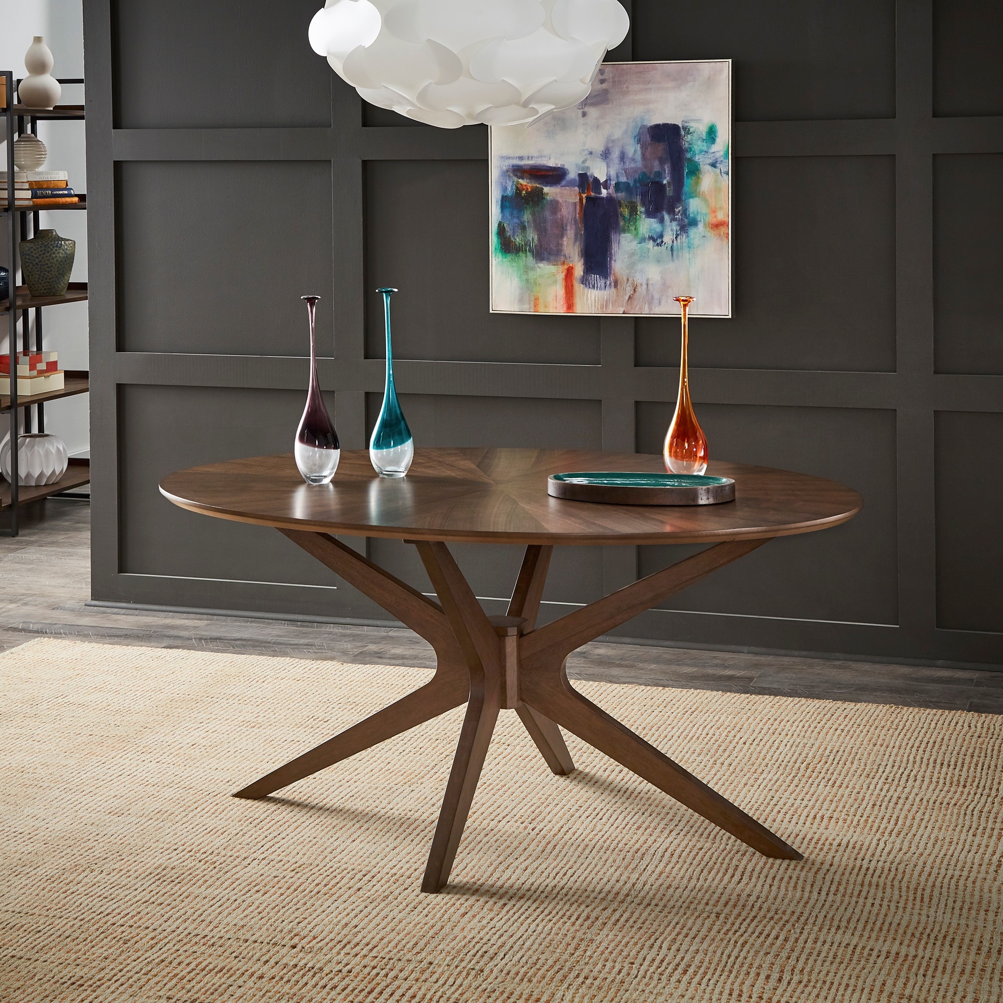 iNSPIRE Q Modern Rondo Walnut Finish Oval Dining Table