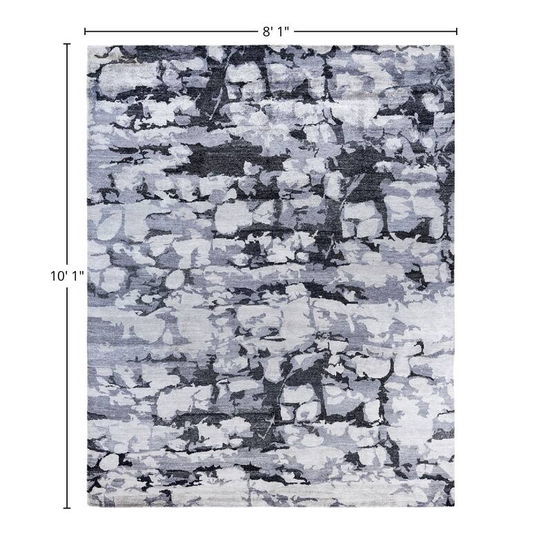 Modern One-of-a-Kind Hand-Knotted Area Rug, Gray - 8' 1" x 10' 1"