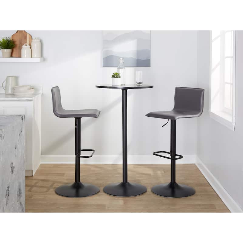 Porch & Den Mara Upholstered Adjustable Bar Stool with Rounded Rectangle Footrest (Set of 2)