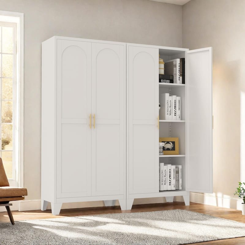 2 Shapely Doors Buffet Sideboard Accent Cabinet, Storage Cabinet with Doors and Adjustable Shelves