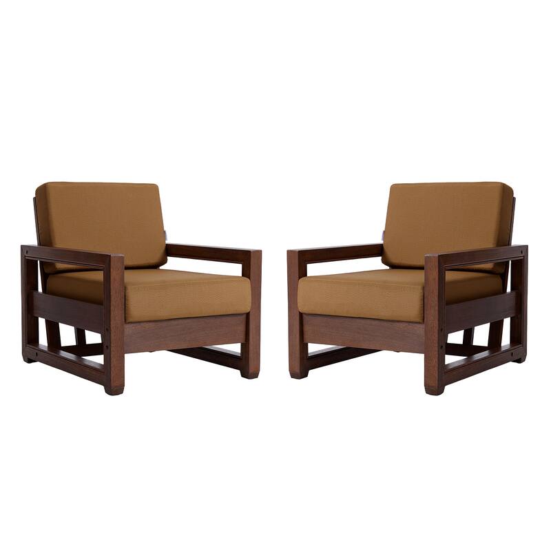 3-Piece Teak Wood Chair Outdoor Patio Conversation Set with Table