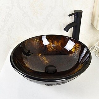 Bathroom Tempered Glass Sink Oil Rubbed Bronze Faucet Drain Combo - Bed ...