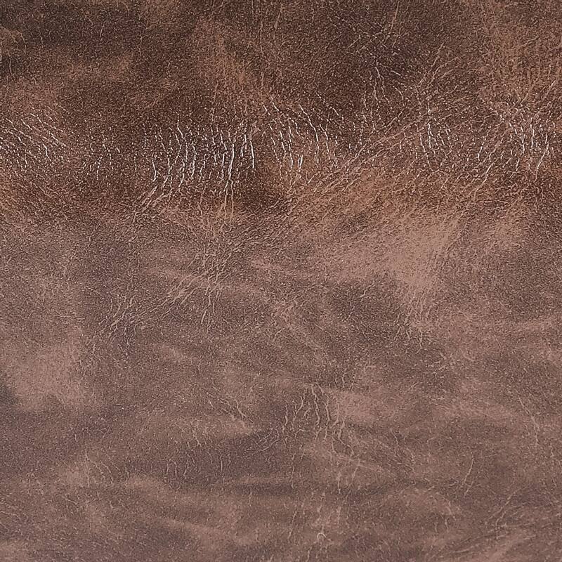 Adeco Distressed Brown Faux Leather Ottoman Footrest Stool