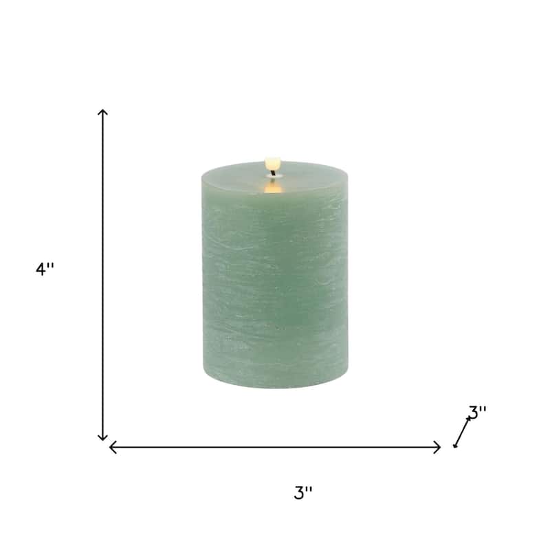 Set of Two Green Flameless Pillar Candles