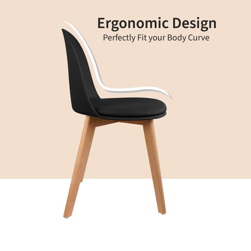 Set of 2 Modern Plastic Side Chairs with Wire Chrome Legs Ergonomic Dining Chairs for Kitchen, Dining Room, Office & Living Room