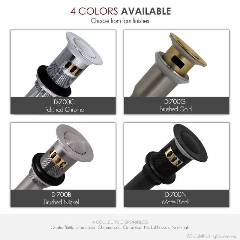 STYLISH Pop-Up Bathroom Sink Drain with Overflow (Set of Two)