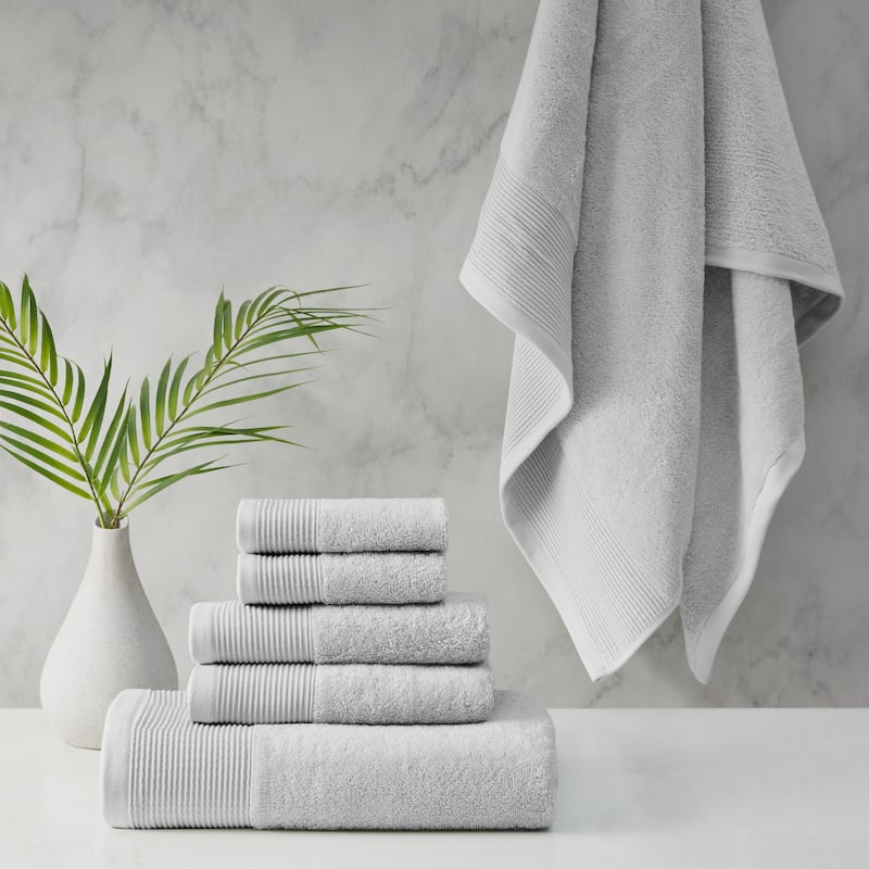 Beautyrest Nuage Cotton Tencel Blend Antimicrobial 6 Piece Towel Set - Grey