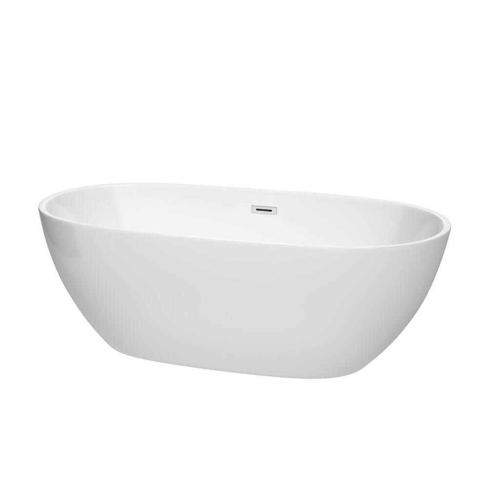 Wyndham Collection Juno 67-inch White Freestanding Soaking Bathtub