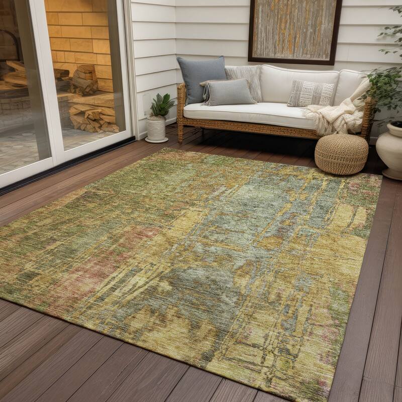 Machine Washable Indoor/ Outdoor Abstract Modern Chantille Rug
