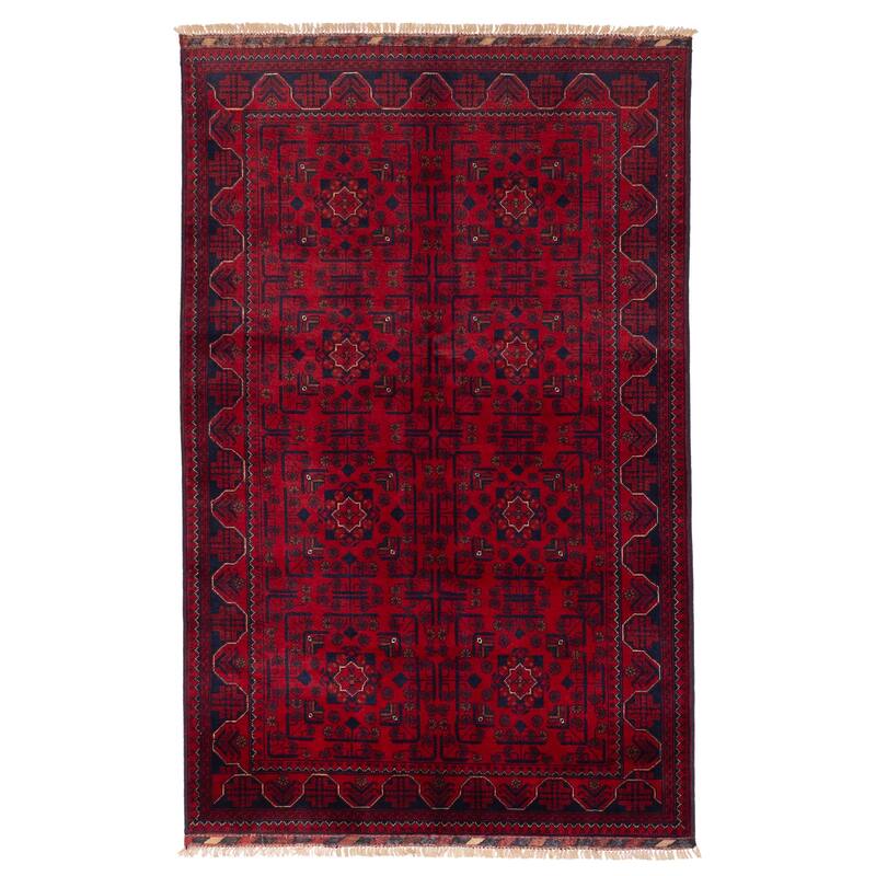 ECARPETGALLERY Hand-knotted Finest Khal Mohammadi Red Wool Rug - 4'2 x 6'7