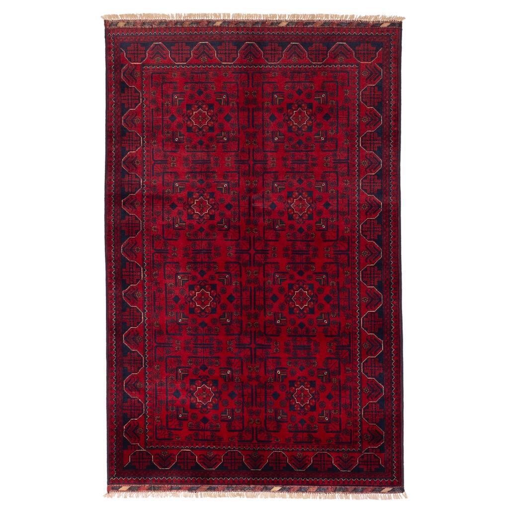 ECARPETGALLERY Hand-knotted Finest Khal Mohammadi Red Wool Rug - 4'2 x 6'7