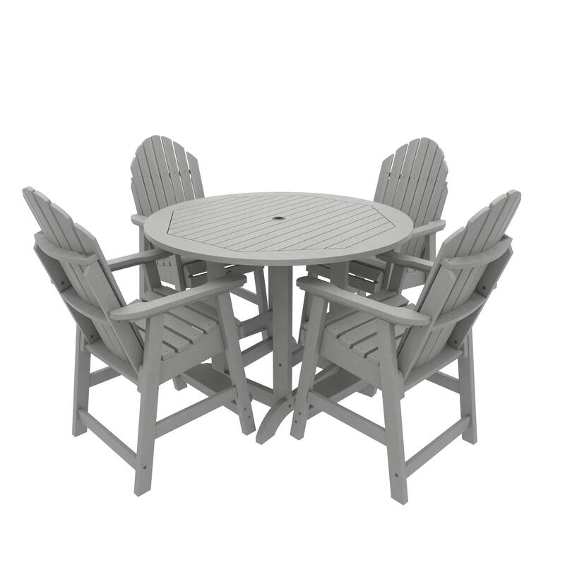 Highwood Commercial Grade 5-Piece Muskoka Adirondack 48" Counter Height Dining Set - Coastal Teak