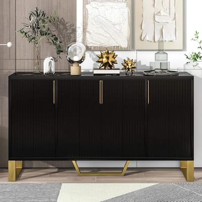 60" Modern Four Doors and Adjustable Shelves Buffet/Sideboard