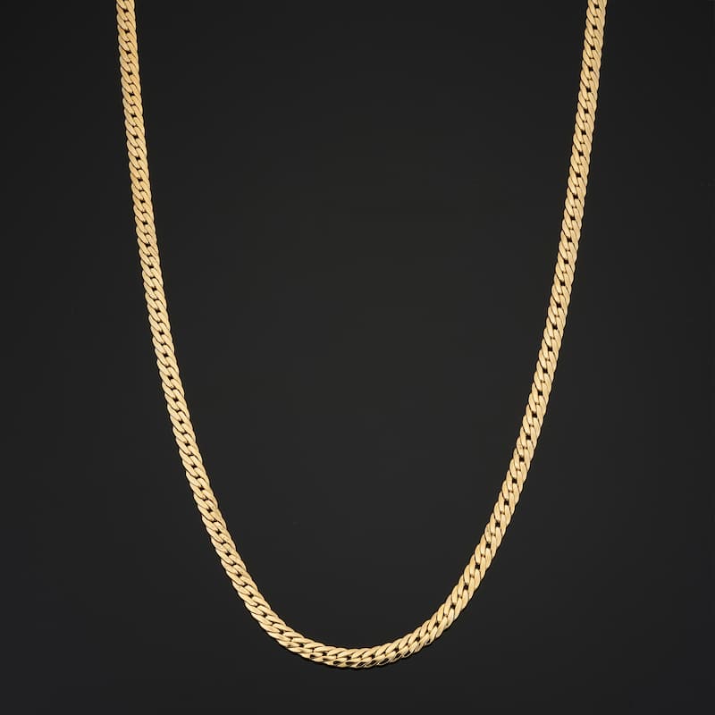 14k Yellow Gold Filled 3.9mm Curb Chain Necklace for Men and Women