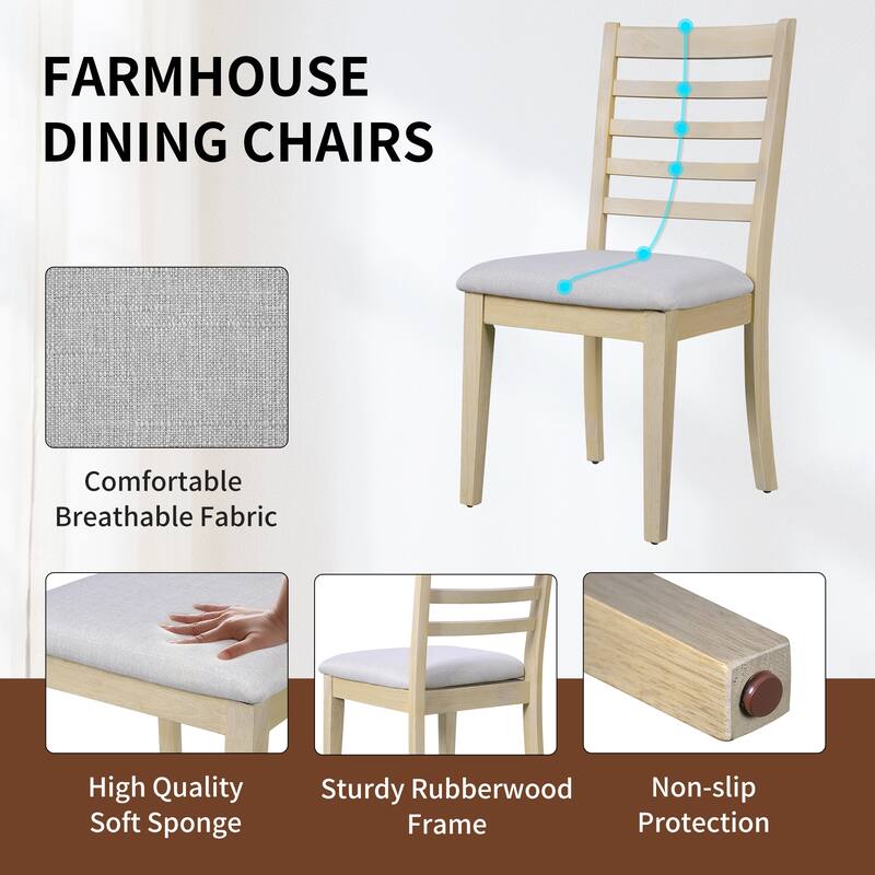 Kitchen Table Chairs Set for 7, Extendable Dining Table Set with Wooden Rectangular Kitchen Table & 6 Upholstered Chairs