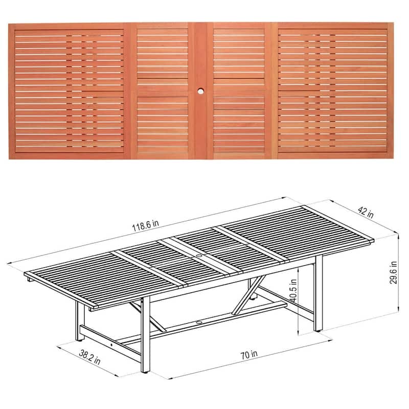 Amazonia Myers FSC Certified Wood 11pc Outdoor Dining Patio Set