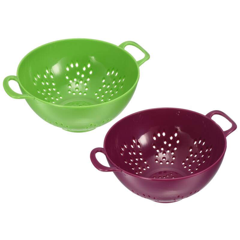 Mini Colanders Fruit Vegetable Sieve Colander Drainer Strainer 2Pcs - Green+Purple