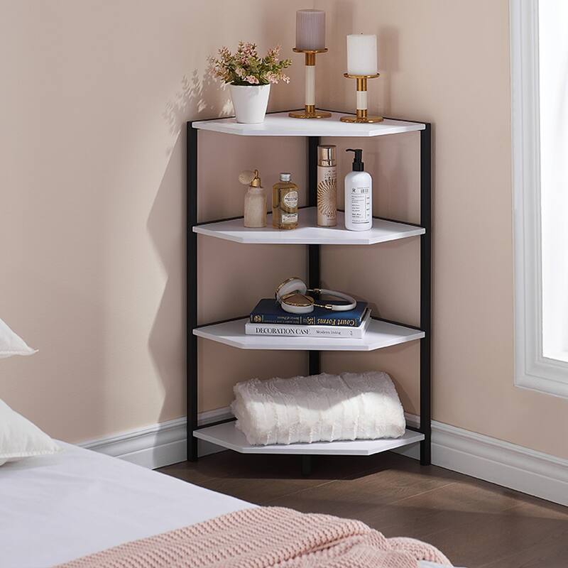 VECELO (Set of 2) 4-Tier Shelves Polygonal Corner Side Table