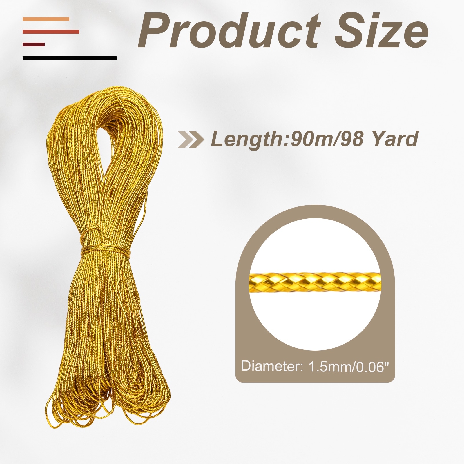 437 Yard Metallic Cord,1mm(0.04inch) Gold Ornaments Strings