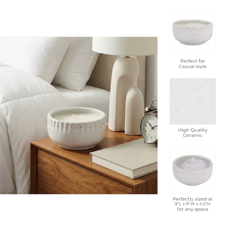 Decorative Distress Ceramic Ginger Lemon Scented Candle - 9.0"