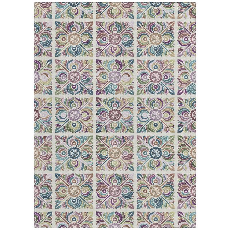 HomeRoots Medallion Transitional Rectangle Outdoor Rug