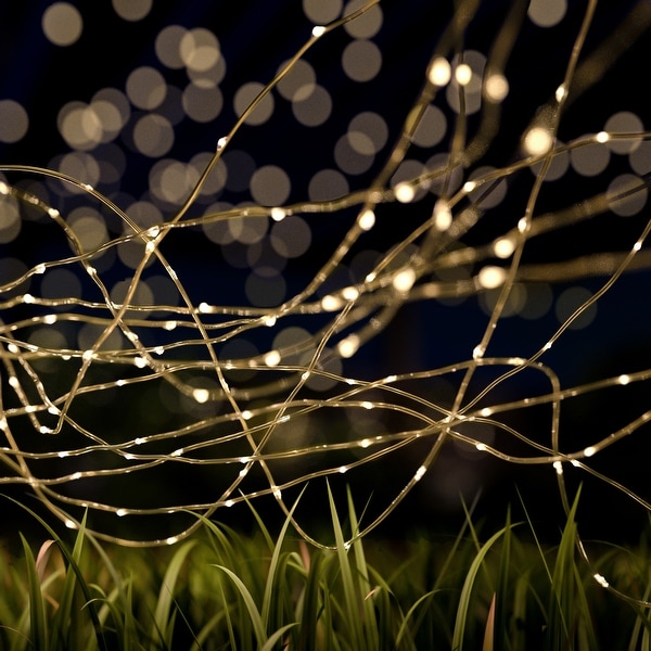 Warm white solar string lights hot sale