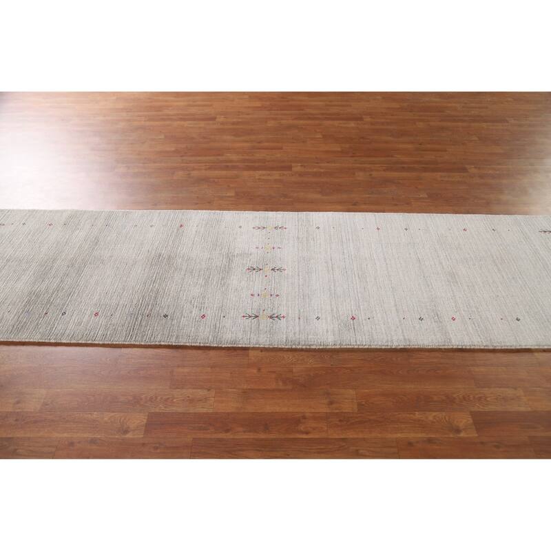 Tribal Beige Gabbeh Runner Rug Hand-knotted Wool Carpet - 2'2"x 9'8"