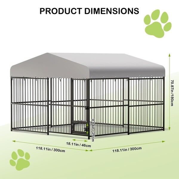 Large Outdoor Dog Kennel, Heavy Duty Dog Cage with Roof