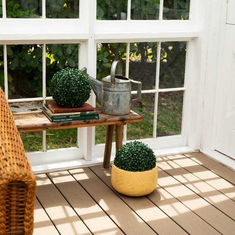 10-in UV Resistant Artificial Boxwood Ball (Indoor/Outdoor) - Set of 4 - Green